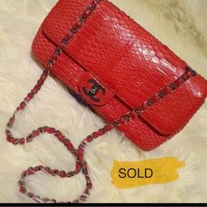 SOLD!!SOLD!!!SOLD!!CHANEL Timeless Classique Python hand/shoulder/crossbody bag